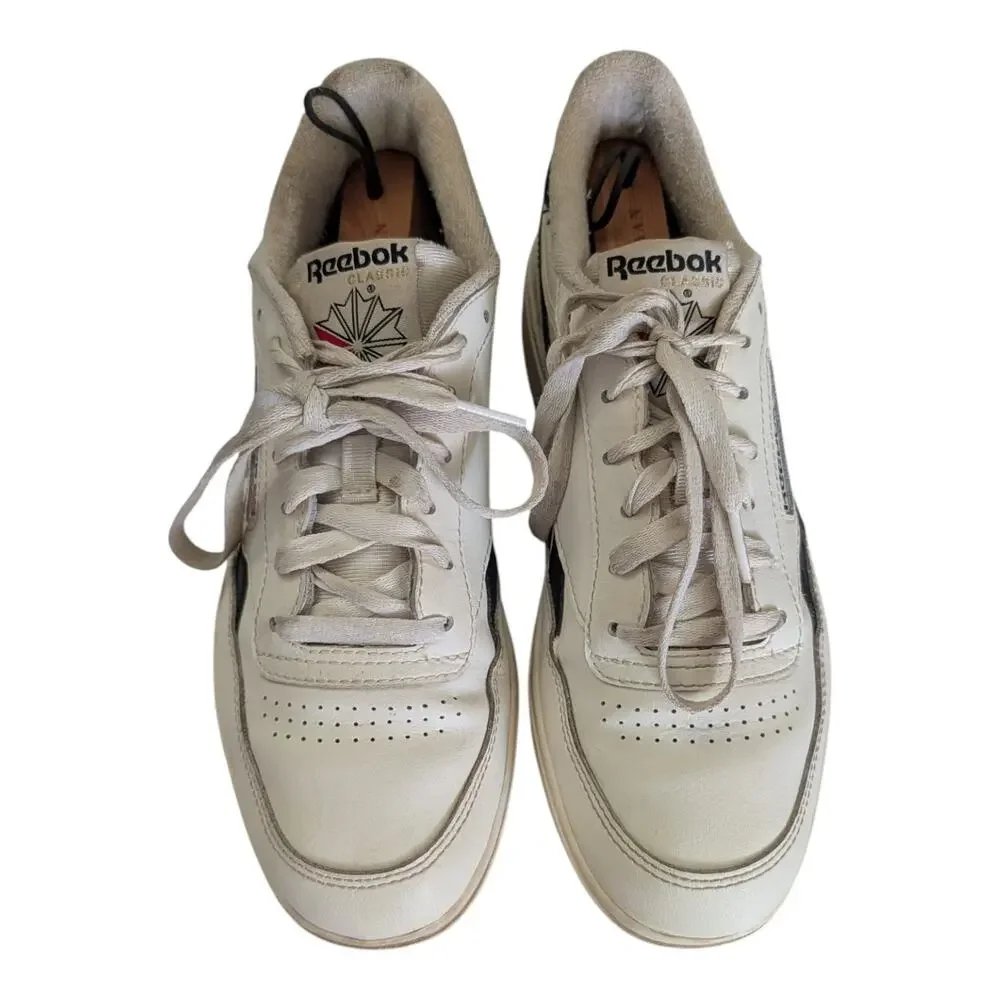 Reebok Club C Double Revenge Chalk Core Black Sneakers Size 8 Womens White Cream